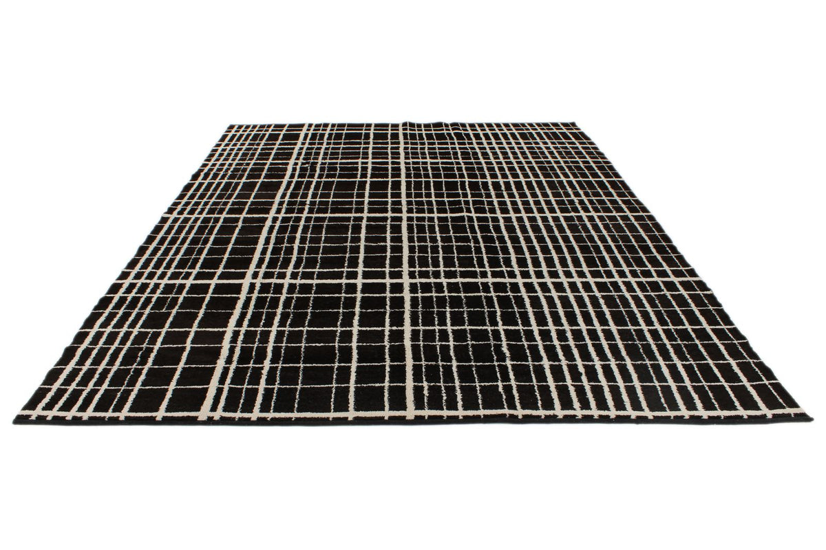 9x12 Black and Beige Modern Contemporary Rug