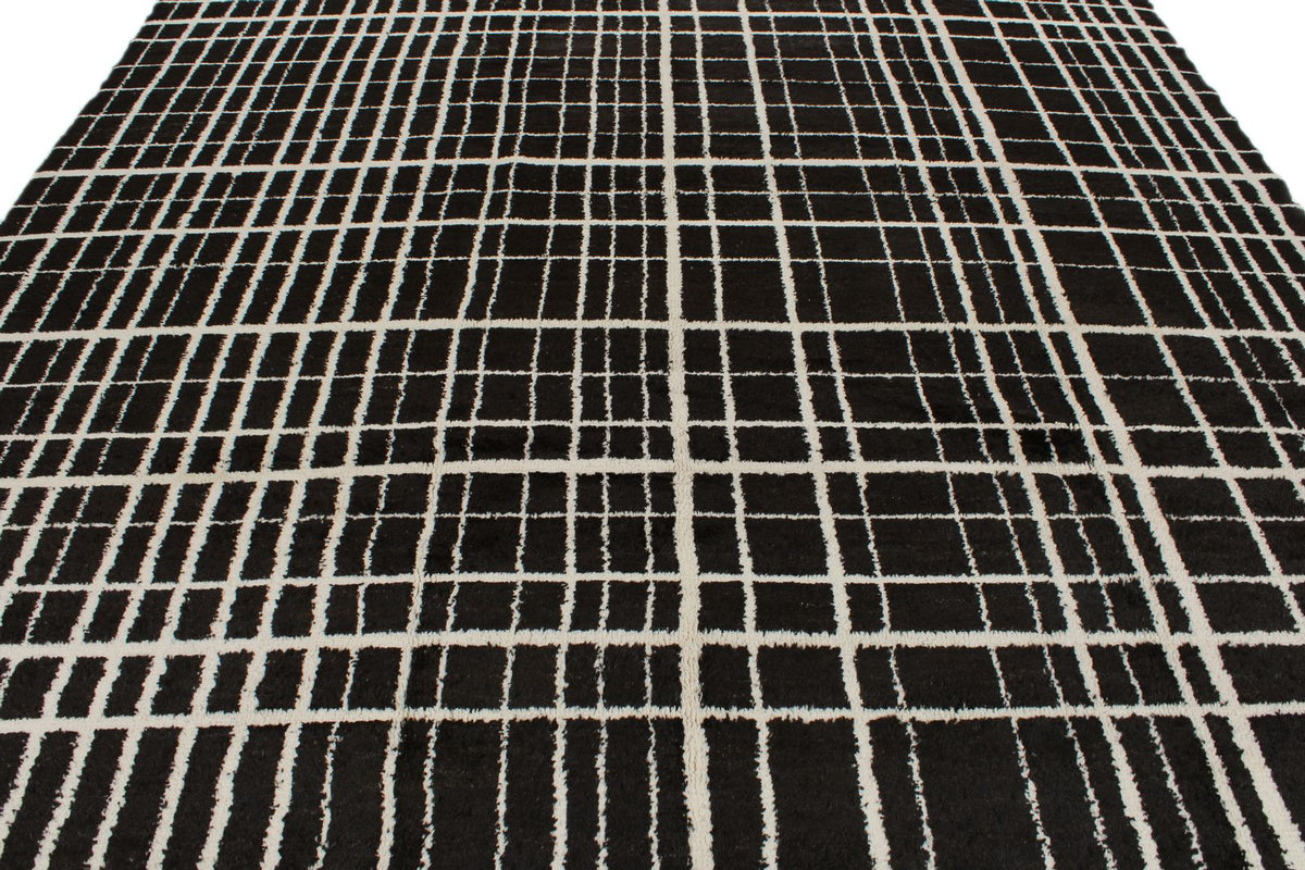 9x12 Black and Beige Modern Contemporary Rug