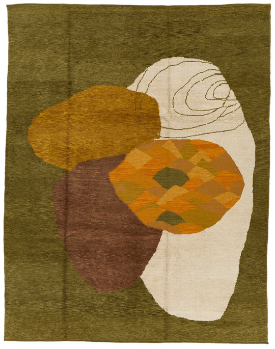 9x12 Green and Multicolor Modern Contemporary Rug