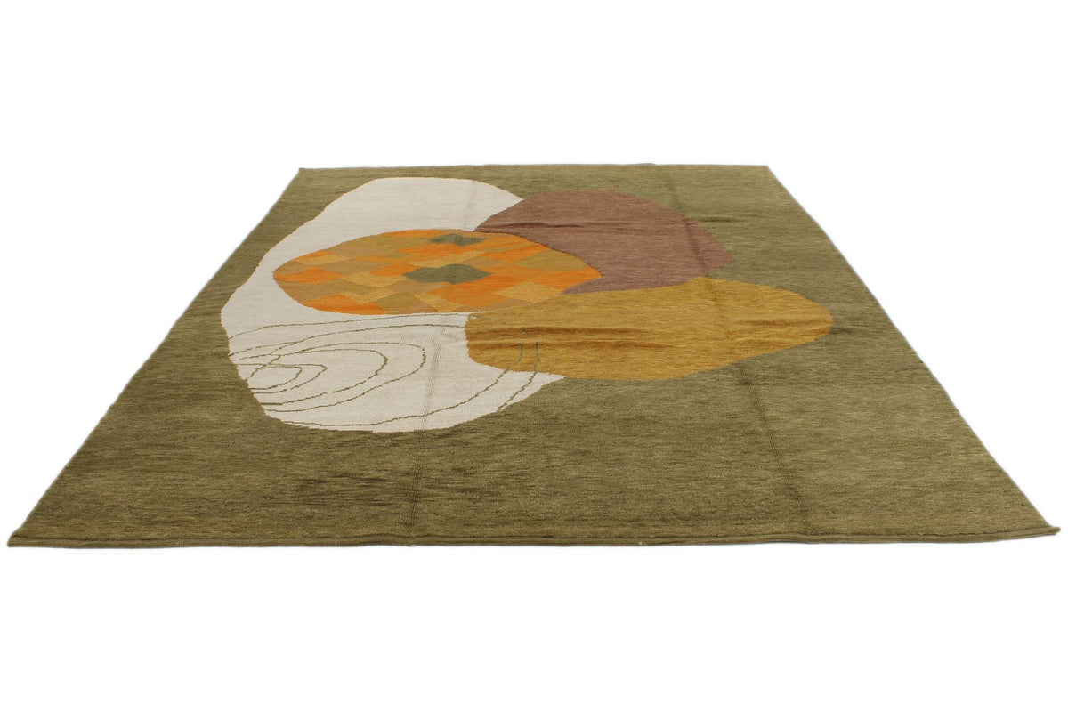 9x12 Green and Multicolor Modern Contemporary Rug