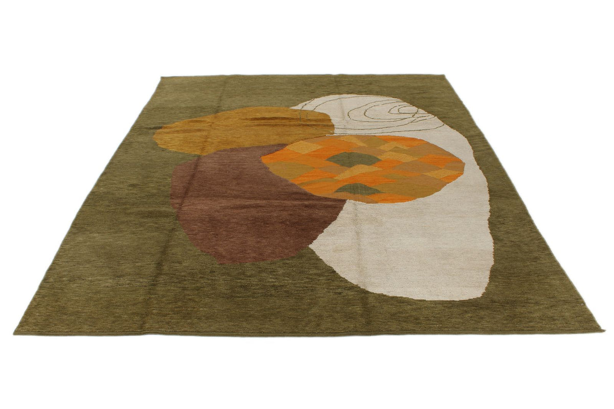 9x12 Green and Multicolor Modern Contemporary Rug