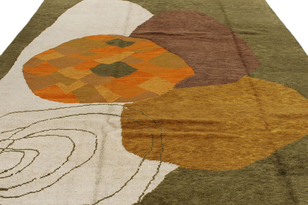 9x12 Green and Multicolor Modern Contemporary Rug