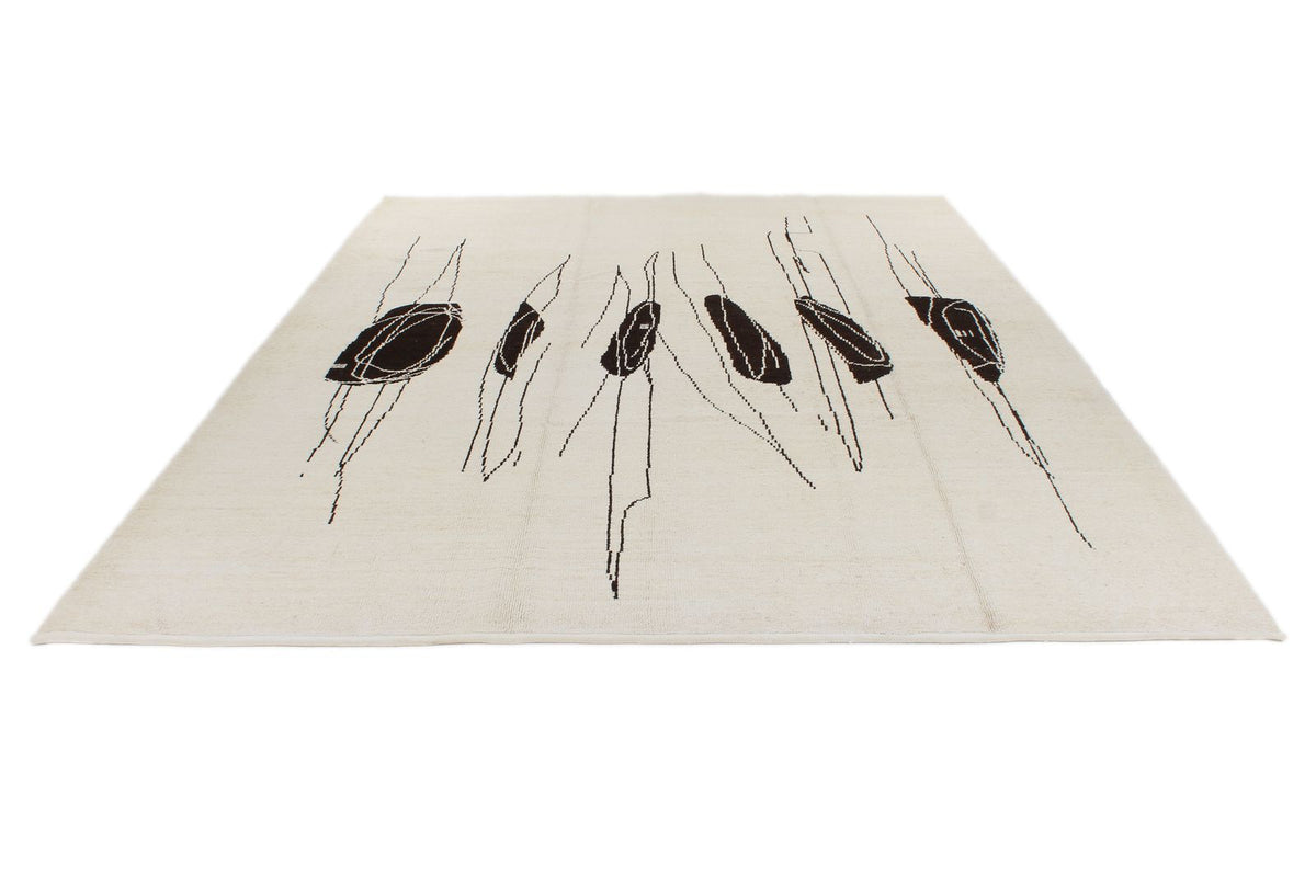 9x12 White and Black Modern Contemporary Rug