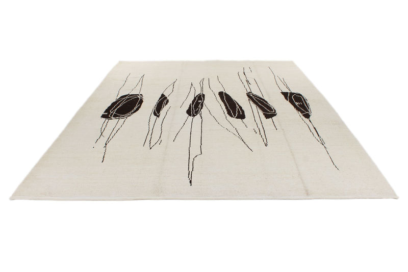 9x12 White and Black Modern Contemporary Rug