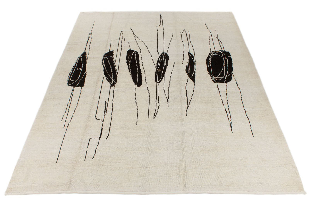 9x12 White and Black Modern Contemporary Rug