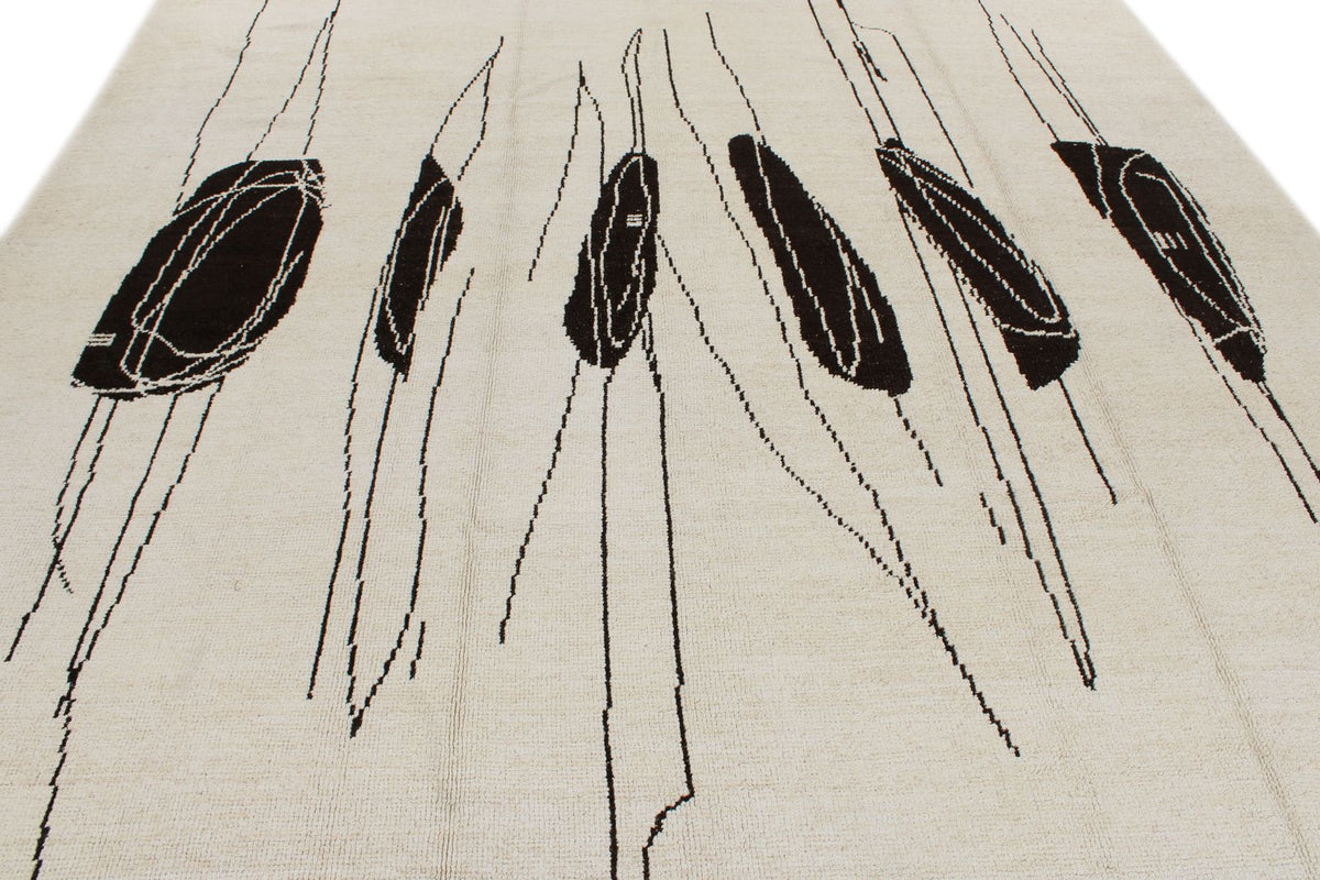 9x12 White and Black Modern Contemporary Rug