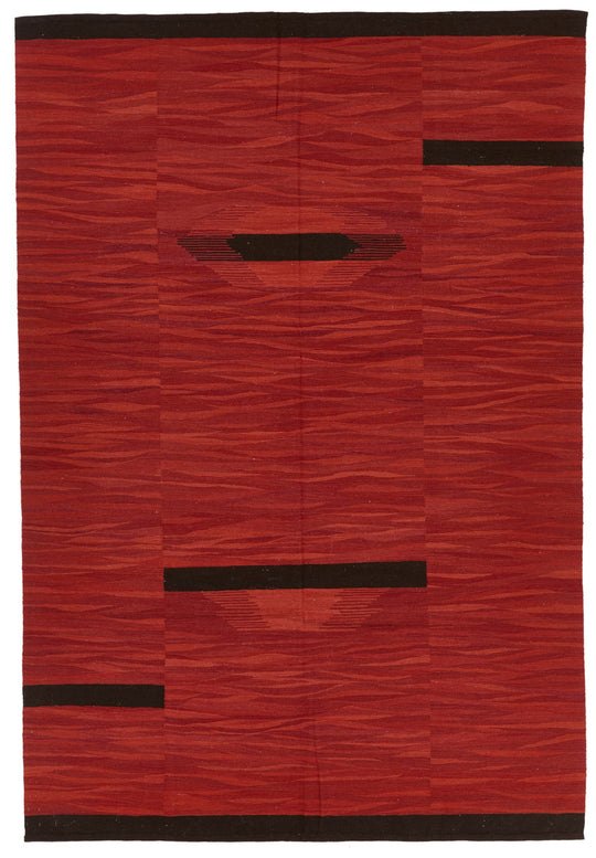 7x10 Red and Black Turkish Tribal Rug