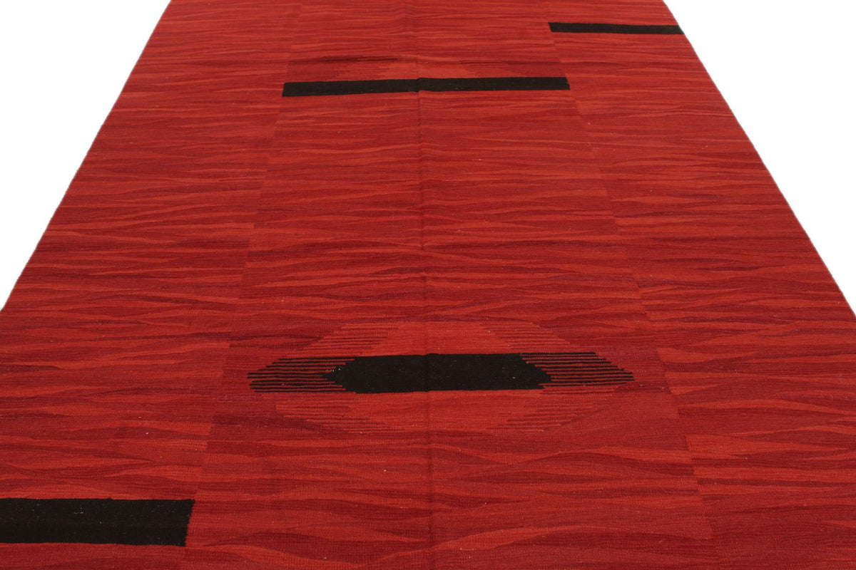 7x10 Red and Black Turkish Tribal Rug