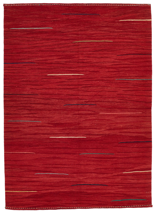 6x8 Red and Multicolor Turkish Tribal Rug