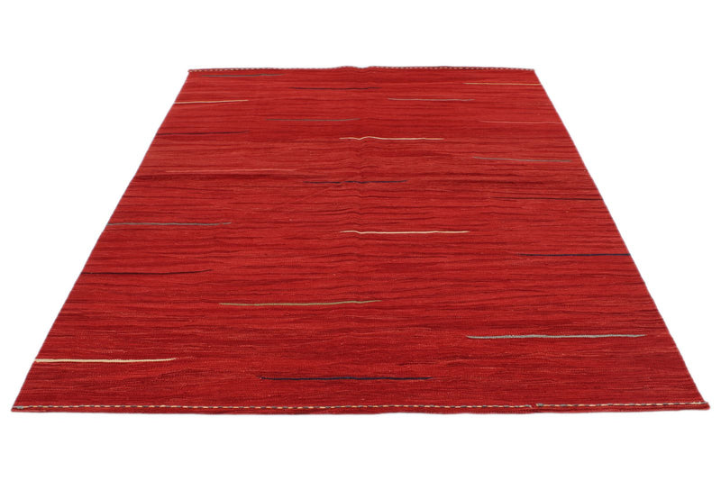 6x8 Red and Multicolor Turkish Tribal Rug