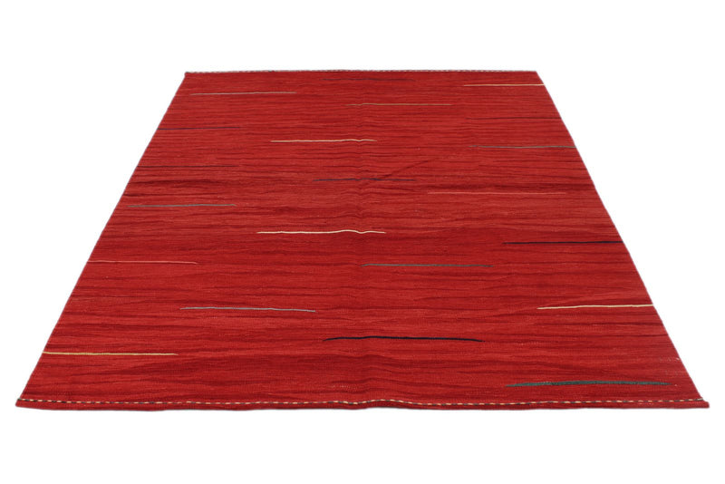 6x8 Red and Multicolor Turkish Tribal Rug