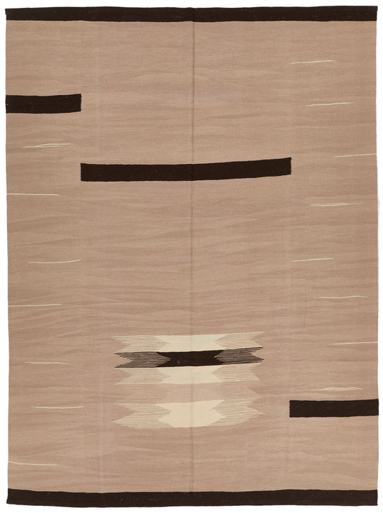 7x10 Gray and Black Turkish Tribal Rug