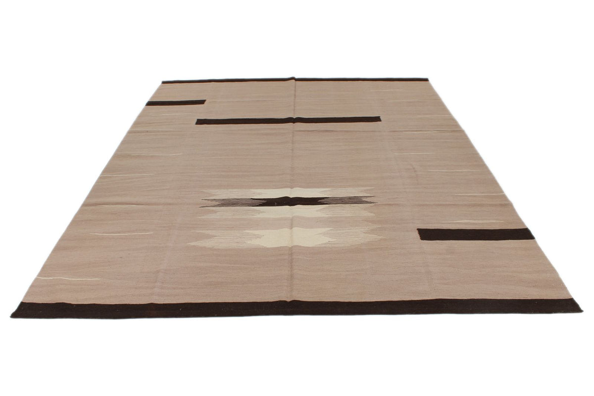 7x10 Gray and Black Turkish Tribal Rug