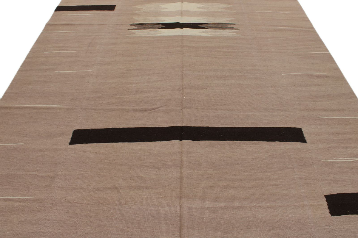 7x10 Gray and Black Turkish Tribal Rug