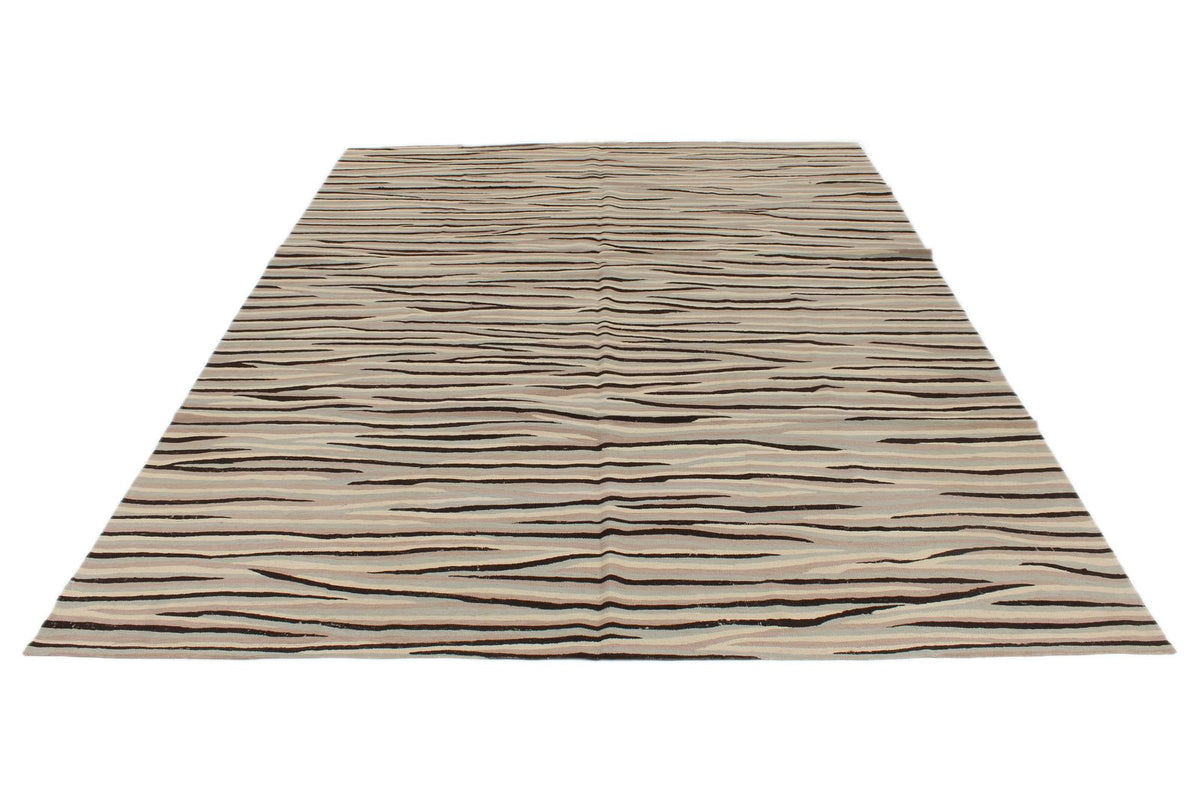 7x10 Beige and Multicolor Turkish Tribal Rug