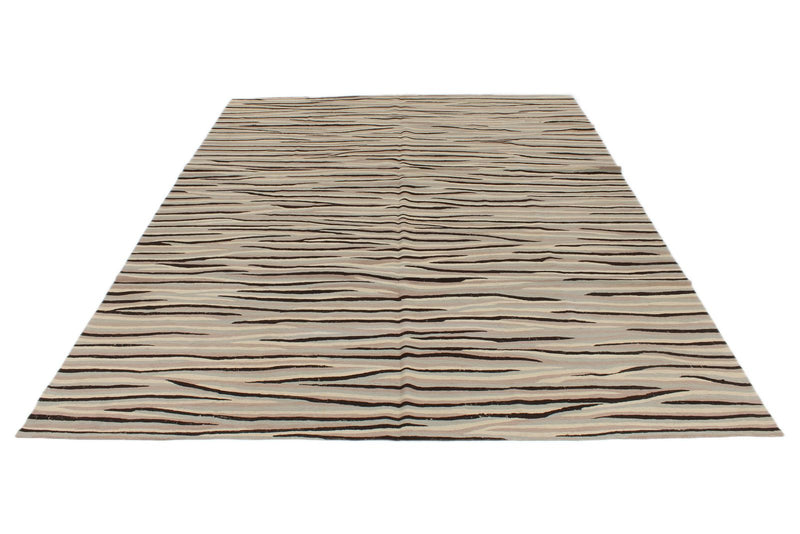 7x10 Beige and Multicolor Turkish Tribal Rug