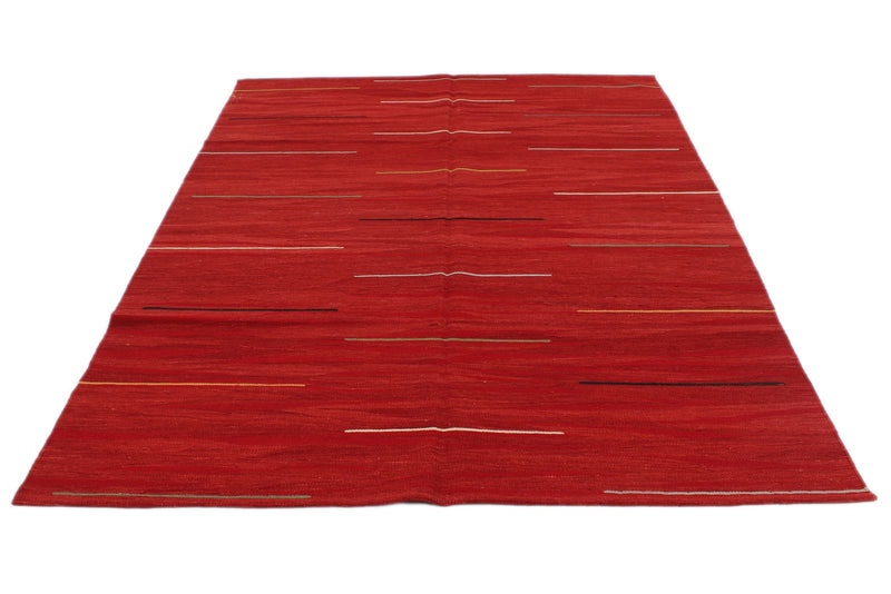6x8 Red and Multicolor Turkish Tribal Rug