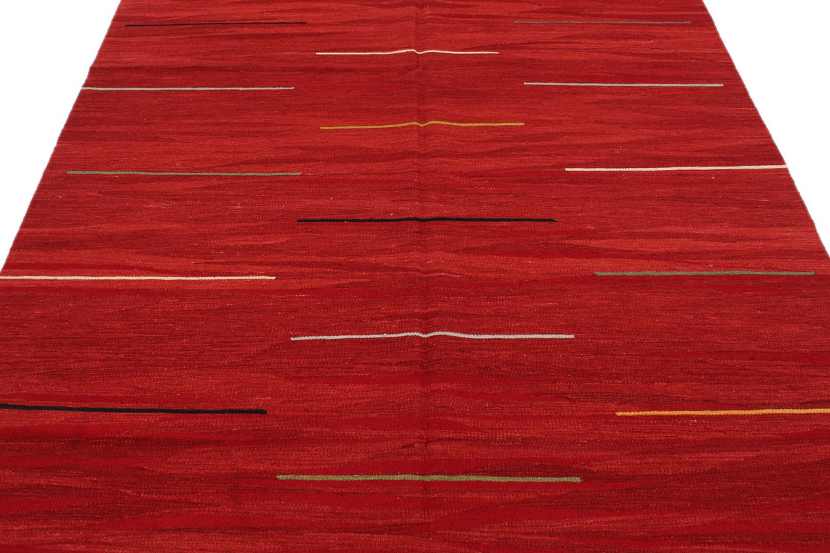 6x8 Red and Multicolor Turkish Tribal Rug