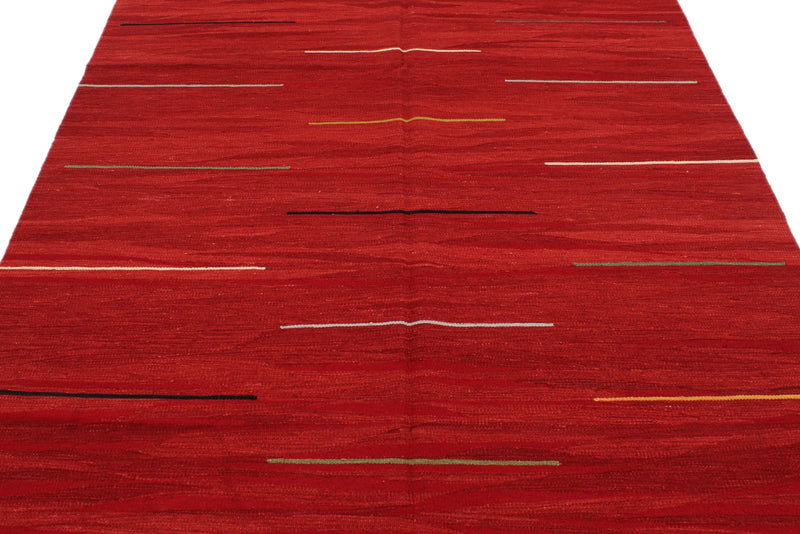6x8 Red and Multicolor Turkish Tribal Rug