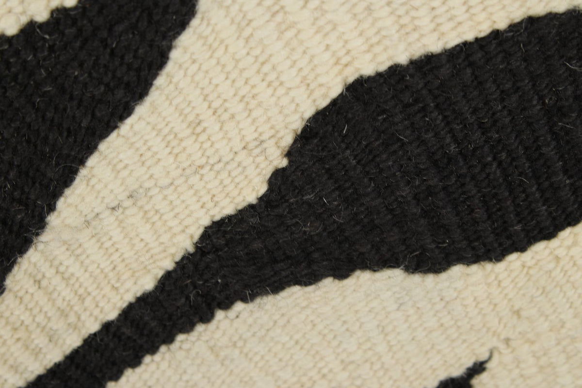7x10 Black and White Turkish Tribal Rug