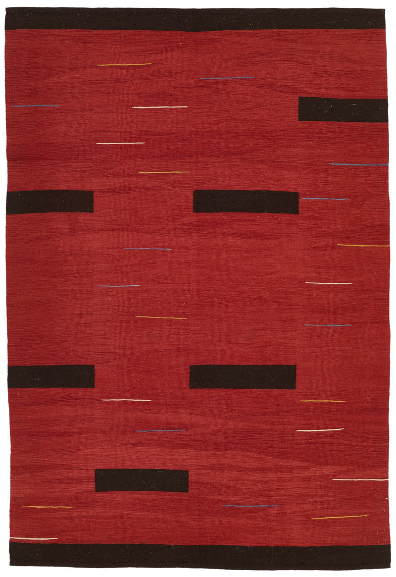 6x8 Red and Black Turkish Tribal Rug
