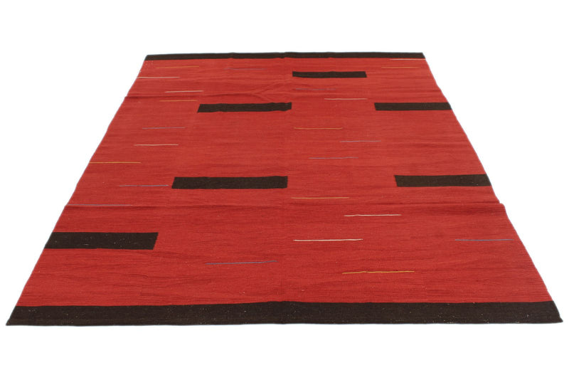 6x8 Red and Black Turkish Tribal Rug