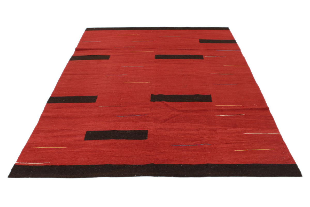 6x8 Red and Black Turkish Tribal Rug
