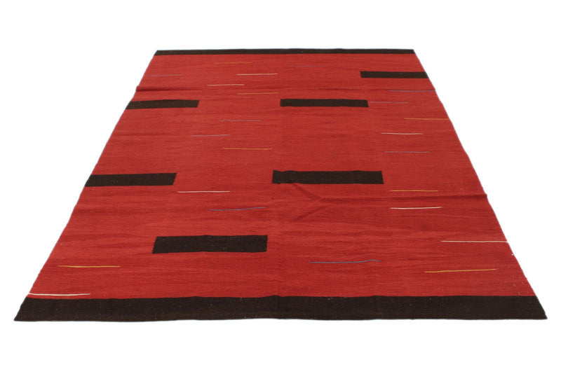 6x8 Red and Black Turkish Tribal Rug