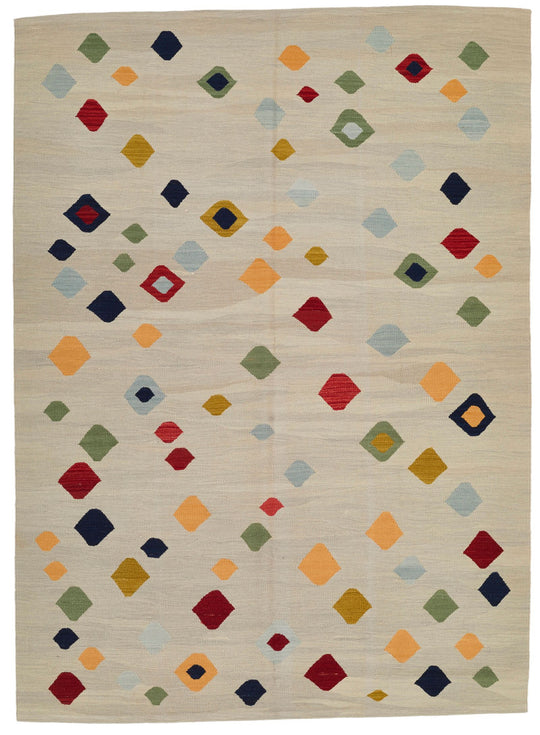 6x8 Gray and Multicolor Turkish Tribal Rug