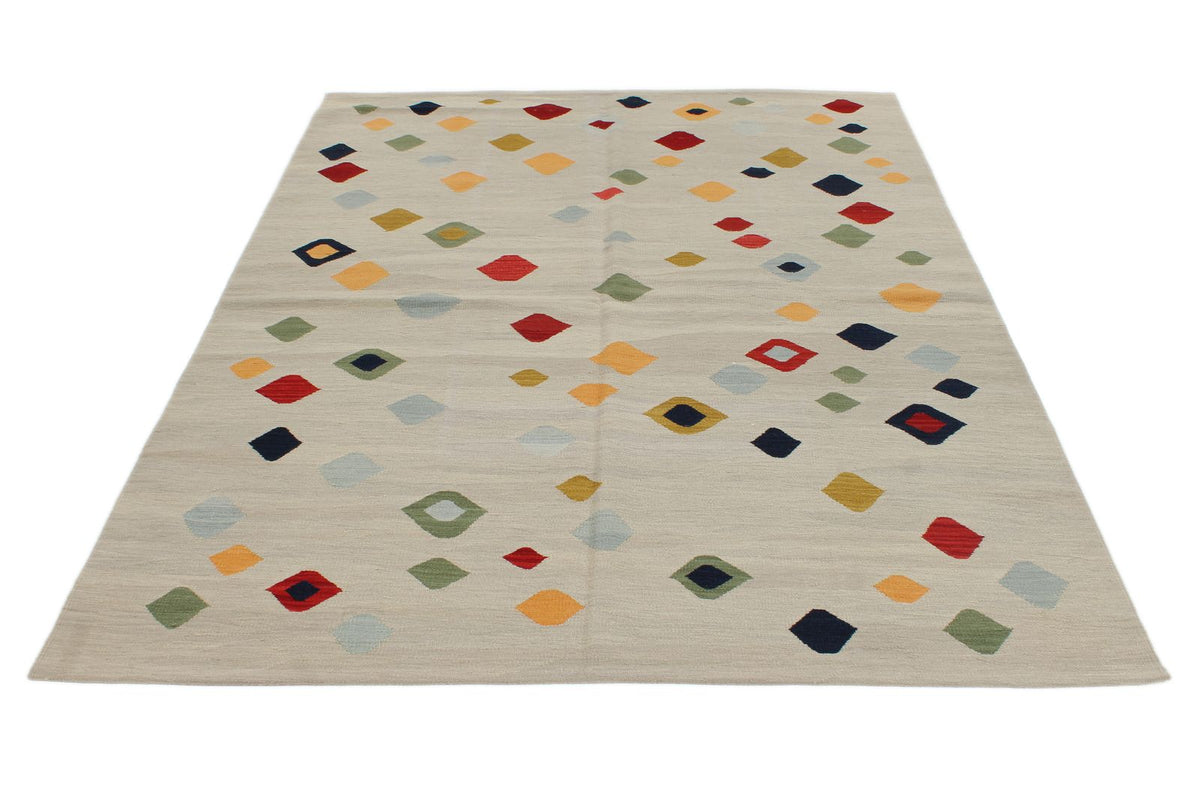 6x8 Gray and Multicolor Turkish Tribal Rug