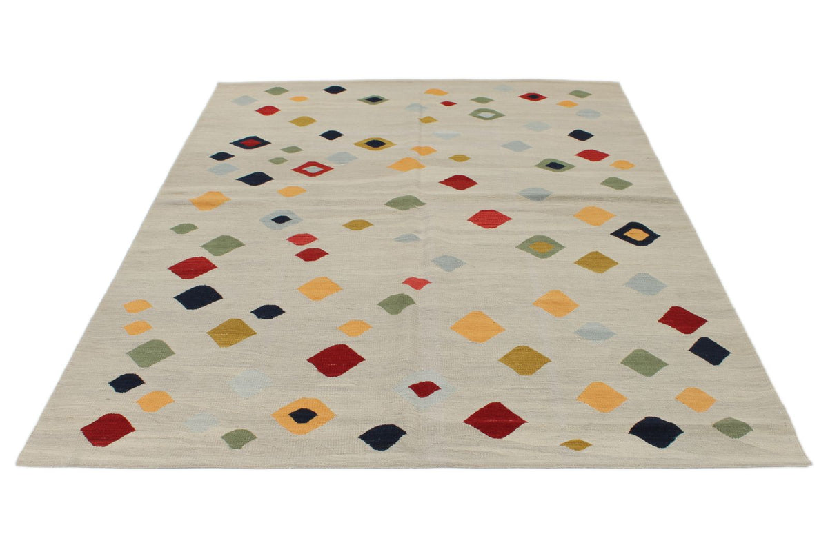 6x8 Gray and Multicolor Turkish Tribal Rug