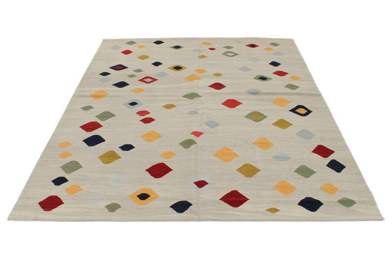 6x8 Gray and Multicolor Turkish Tribal Rug