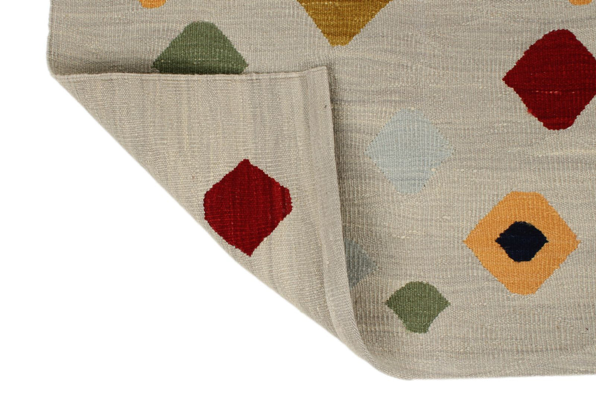 6x8 Gray and Multicolor Turkish Tribal Rug