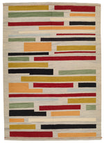 6x8 Gray and Multicolor Turkish Tribal Rug