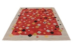 6x8 Red and Gray Turkish Tribal Rug