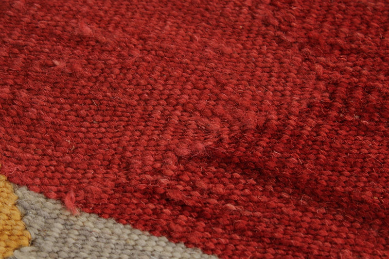 6x8 Red and Gray Turkish Tribal Rug