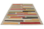 6x8 Gray and Multicolor Turkish Tribal Rug