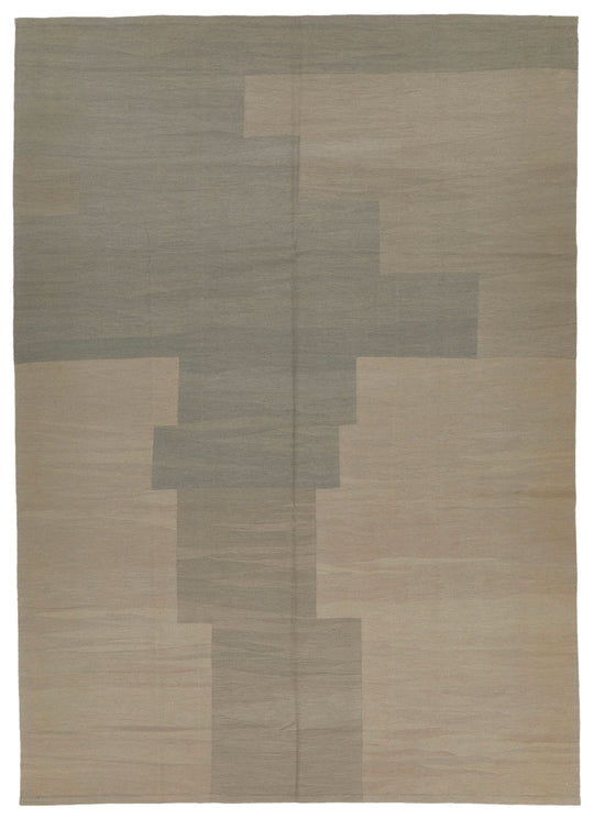 7x10 Gray and Brown Turkish Tribal Rug