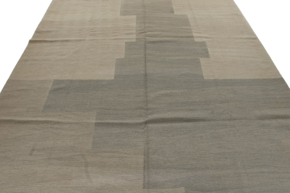 7x10 Gray and Brown Turkish Tribal Rug