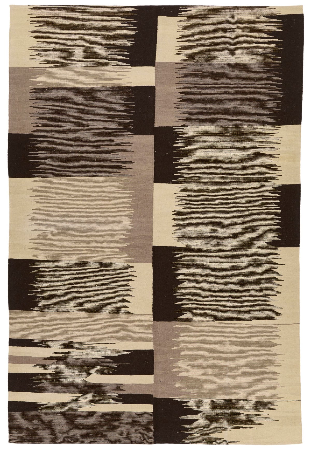 7x11 Black and White Turkish Tribal Rug