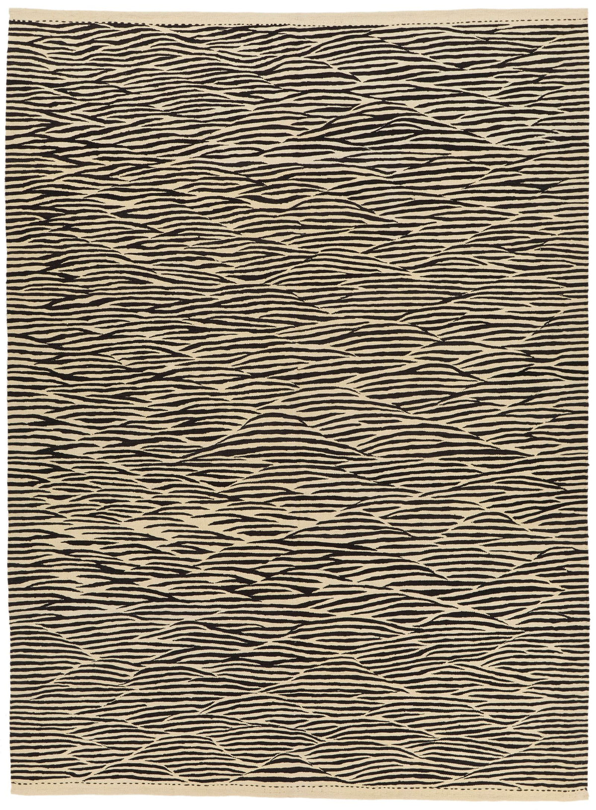 7x10 Black and White Turkish Tribal Rug