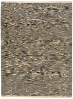 7x10 Black and White Turkish Tribal Rug