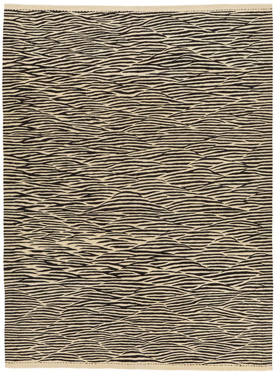 7x10 Black and White Turkish Tribal Rug