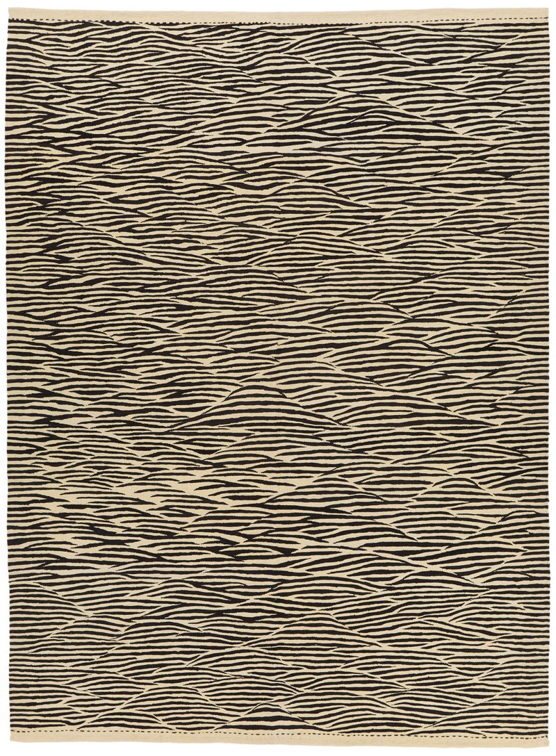 7x10 Black and White Turkish Tribal Rug