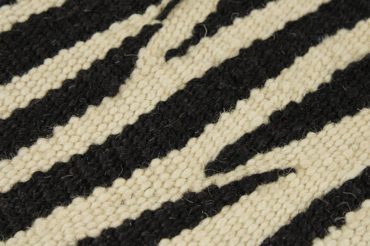 7x10 Black and White Turkish Tribal Rug