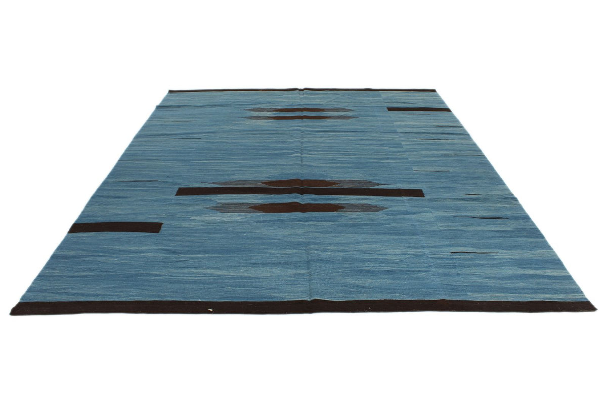 8x10 Blue and Brown Turkish Tribal Rug