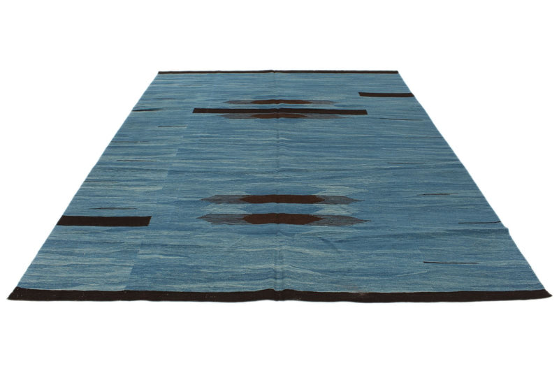 8x10 Blue and Brown Turkish Tribal Rug