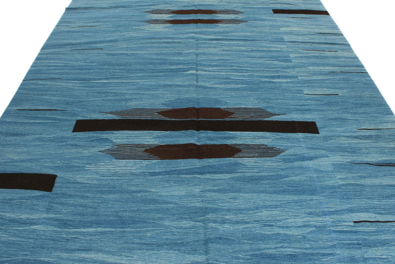 8x10 Blue and Brown Turkish Tribal Rug