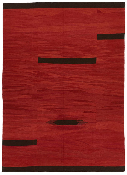 7x10 Red and Black Turkish Tribal Rug