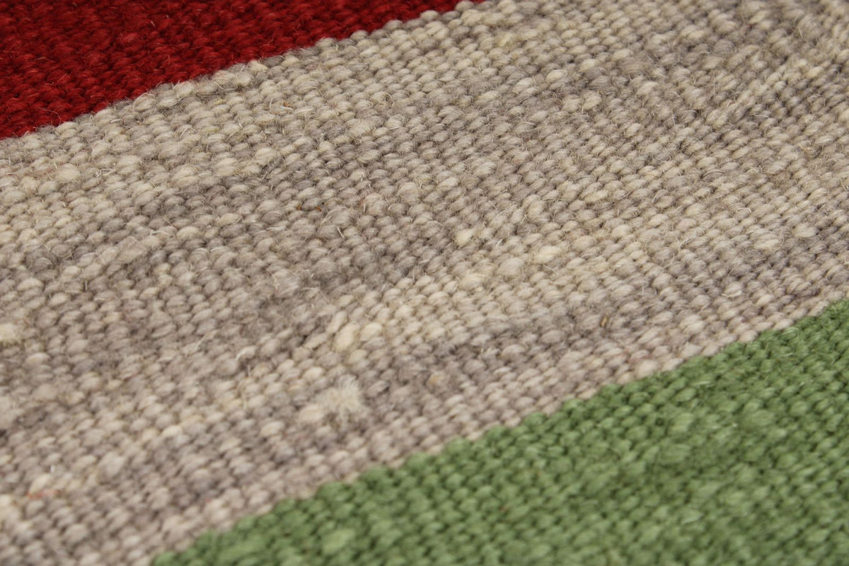 6x8 Gray and Red Turkish Tribal Rug